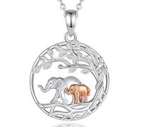 INFUSEU Elephant Mother Necklace, Family Chain Animal Pendant 925 Sterling Silver Necklace Elephant Mother and Daughter Fashion Jewelry Mother's Day Gift for Grandma Aunt
