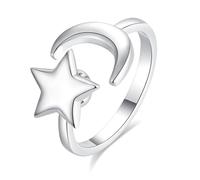 INFUSEU Fidget Anxiety Ring, Adjustable Stress Spinner Star Moon Rings with Beads Spinner Thumb Rings Cubic Zircon Gift for Daughter Women Girls Men