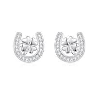 INFUSEU Four Leaf Clover Earrings for Women 925 Sterling Silver Celtic Knot Stud Jewelry Earring Irish Love Knot Jewellery Gifts for Her