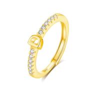 INFUSEU Initial Ring, Letter D S925 Sterling Silver Adjustable Gold Rings Stackable Capital Alphabet Jewelry Personalized Cz Birthday Christmas Bridesmaid Gifts for Women Girl