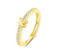 INFUSEU Initial Ring, Letter K S925 Sterling Silver Adjustable Gold Rings Stackable Capital Alphabet Jewelry Personalized Cz Birthday Christmas Bridesmaid Gifts for Women Girl