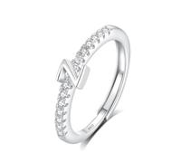 INFUSEU Initial Ring, Letter Z S925 Sterling Silver Adjustable Rings Stackable Capital Alphabet Jewelry Personalized Cz Birthday Christmas Bridesmaid Gifts for Women Girl