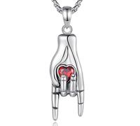 INFUSEU Italian Hand Necklace, S925 Sterling Silver Red Hand Pendant Amulet Pendant Lucky Amulet Italian Gifts Jewellery