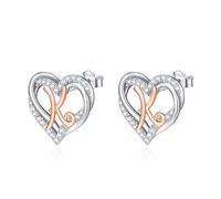 INFUSEU Letter Earring, 925 Sterling Silver K Stud Earrings Initial Small Earrings Rose Gold Heart Letter A-Z First Name Alphabet Initials Personalized Jewelry Gifts for Women Girls Ladies