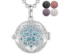 INFUSEU Long Necklaces for Women Aromatherapy Essential Oil Diffuser Dream catcher Pendant Silver Plated Boho Diffuser Inspirational Naughty Anxiety Birthday Gift for Her Women