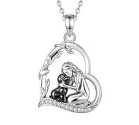 INFUSEU Sentimental Mothers Day Gifts Mom Daughter Forever Linked Heart Necklace, 18-20 Inch Chain, M, Rhodium Plated, Cubic Zirconia