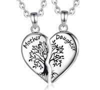 INFUSEU Sentimental Mothers Day Gifts Mom Daughter Forever Linked Heart Necklace, 18-20 Inch Chain, S, Rhodium Plated, No Gemstone