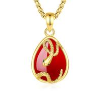 INFUSEU Snake Necklace Crystal for Women Carnelian Pendant Teardrop Gemstone 18K Gold Jewlery Animal Jewellery Gifts for Women Ladies
