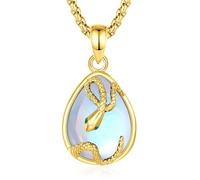 INFUSEU Snake Necklace Crystal for Women Moonstone Pendant Teardrop Gemstone 18K Gold Jewlery Animal Jewellery Gifts for Women Ladies