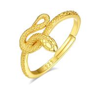 INFUSEU Women's Snake Ring - Mystical Snake Celtic Knot Jewelry, 925 Silver & 18K Gold Adjustable Model 7-8 Vintage Thumb Ring Gift for Men & Women
