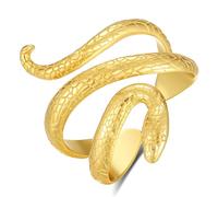 INFUSEU Women's Snake Ring - Mystical Snake Jewelry, 925 Silver & 18K Gold Adjustable Model 7-8 Vintage Thumb Ring Gift for Men & Women