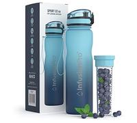 Infusion Pro 32 oz Fruit Infuser Water Bottle with Time Marker - Flip Top Locking Lid, Insulated Sleeve & 50 Recipe Fruit Infusion Water eBook : Leak Proof : for Gym, Sports, Travel : Unique Gift Idea