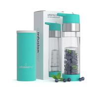 Infusion Pro Fruit Infuser Water Bottle with Straw Lid 24 oz : Flip-Up Straw : Insulated Sleeve & Fruit Infusion Water eBook : Bottom Loading Infuser for More Flavor - Blue Jade