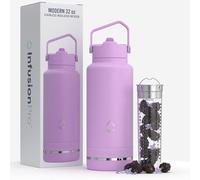 Infusion Pro Fruit Infuser Water Bottle with Straw Lid (32 oz) Stainless Steel Vacuum Insulated : 50 Recipe Fruit Infusion eBook : More Flavor : Easy Cleaning : Great Gift