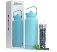Infusion Pro Fruit Infuser Water Bottle with Straw Lid (32 oz) Stainless Steel Vacuum Insulated : 50 Recipe eBook Large for More Flavor Easy Cleaning Great Gift (Modern 32)