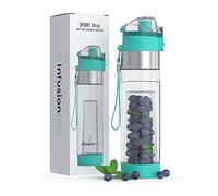 Infusion Pro Water Infuser - 24 oz Fruit Infused Water Bottle | Premium Leak Proof Tritan Plastic with Bottom Infusing Design | Flip Top Locking Spout with Neoprene Insulated Sleeve & Strainer