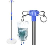 Infusion Stand, Medical Infusion Set Infusion Bag Stand with Removable Infusion Bag Holder, Height Adjustable 113 cm - 195 cm, with 4 Hooks and Robust Base