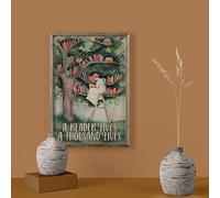 Inga A Reader Lives A Thousand Lives Poster Book Lover Gift Book Poster Reading Wall Reading Lover Vintage Book Poster Funny Gift Metal Signs 8x12 inch