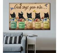 Inga Black Cat God Says You Are Horizontal Home Decor Wall Decor Wall Funny Gift Metal Signs 8x12 inch