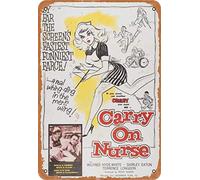 Inga Comedy Carry On Nurse Retro Prevent Glare Fun Art Fashion Metal Wall Decor Tin Sign Suitable For Kitchen Livi Funny Decor Metal Sign 8x12 inches