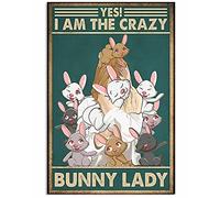 Inga Crazy Bunny Lady Rabbit Poster Metal Tin Sign Poster 8x12 inches