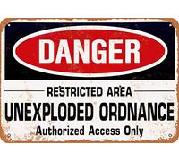 Inga Danger Unexploded Ordnance Vintage Style Metal Poster Plaques For Funny Wall Decoration Art Sign Gifts For Ch Metal Tin Sign 8x12 inches