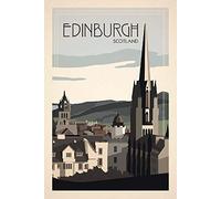 Inga EDINBURGH SCOTLAND LARGE METAL TRAVEL POSTER TIN SIGN WALL PLAQUE VINTAGE METAL TIN SIGN 8x12 inches