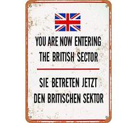 Inga Engineer Grade Tin Sign1990 Berlin Wall You Are Now Entering The British Sector Poster Warning Plaque Art Deco Funny Decor Metal Sign 8x12 inches
