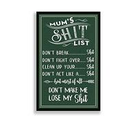 Inga Mum'S Shit List Poster Mom Life Sarcastic Mom Saying Mother Metal Tin Sign Poster 8x12 inches