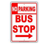 Inga No Parking Bus Stop With Right Arrow Wall Art Decor Novelty Funny Retro Metal Sign 8x12 inches