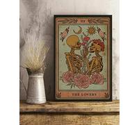 Inga Retro Skeleton Tarot Card The Lover Vertical Poster Home Decor Art Wall Decor Metal Sign Poster 8x12 inches