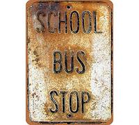 Inga School Bus Stop Vintage Metal Sign 8x12 inches