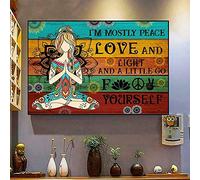 Inga Yoga Girl I'M Mostly Peace Love And Light Horizontal Graphic Gift Metal Tin Sign Poster 8x12 inches