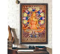 Inga Yoga Poster I Am Grateful Poster Hippie Yoga Poster Yoga Decoration Yoga Poster Gift Wall Decoration Funny Gift Metal Signs 8x12 inch