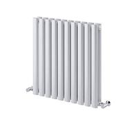 Ingarsby Horizontal Radiator | Oval Panel Vertical Double Column | Central Heating | Living Room Hallway Bathroom Kitchen Radiator | 600 x 590| White