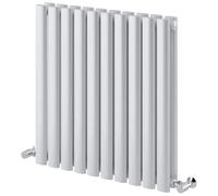 Ingarsby Horizontal Radiator Oval Panel Vertical Double Column Hallway Bathroom Radiator 600 x 590 White