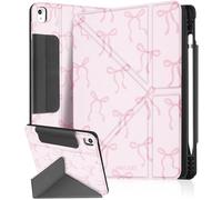 Ingcase for iPad 5th/6th,iPad Pro 9.7 Inch,iPad Air 1st/2nd Case - Trifold & Y Stand for Women Cute Girly Build - in Pencil Holder and Auto Sleep/Wake Cover for Apple Tablet, Ribbon-Bow