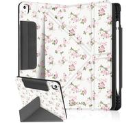 Ingcase for iPad 5th/6th,iPad Pro 9.7 Inch,iPad Air 1st/2nd Case - Trifold & Y Stand for Women Cute Girly Build - in Pencil Holder and Auto Sleep/Wake Cover for Apple Tablet, Beauty-Flower