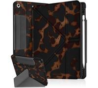 Ingcase for iPad 9th/8th/7th Gen Case - Trifold & Y Stand for Women Cute Girly Design with Build - in Pencil Holder and Auto Sleep/Wake Cover for Apple Tablet, Tortoiseshell