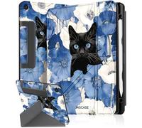 Ingcase for Samsung Galaxy Tab A9+ Plus/A11+ Plus Case - for Women Girls with Multi-Angle Includes Portrait Stand Build-in Pencil Holder and Auto Sleep/Wake Cover for Samsung Tablet, Cat-Flower