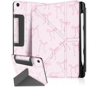 Ingcase for Samsung Galaxy Tab A9+ Plus/A11+ Plus Case - for Women Girls with Multi-Angle Includes Portrait Stand Build-in Pencil Holder and Auto Sleep/Wake Cover for Samsung Tablet, Ribbon-Bow