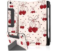 Ingcase for Samsung Galaxy Tab A9+ Plus/A11+ Plus Case - for Women Girls with Multi-Angle Includes Portrait Stand Build-in Pencil Holder and Auto Sleep/Wake Cover for Samsung Tablet, Love-Cherry