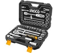 Ingco 1/2in T45 Ratchet Socket Key Set 25pc Steel T-Bar in Case