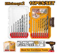 Ingco 16-Piece Drill Bit Set Metal Masonry And Wood