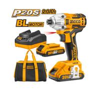 Ingco 20V Brushless Lithium-Ion Impact Driver With Charger & 2 Batteries & Accessories