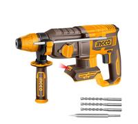 INGCO 20V Brushless Rotary Hammer Drill (Body Only), 2.5J, 0-1100RPM, SDS Plus Chuck System, 26mm in Concrete, 4IN1 Function, with 3Pcs Drill Bits and 1Pcs Chisel CRHLI20268