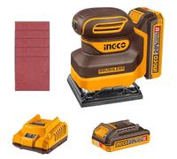 INGCO 20V Cordless 1/4 Sheet Sander, Brushless Motor, 12000RPM, Electric Quarter Sheet Palm Sander with 1Pcs 2.0Ah Battery and 1Pcs Charger CSHSLI20241