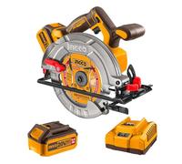INGCO 20V Cordless Circular Saw 185mm, Brushless Electric Saw 4800 RPM, Maximum Cutting Depth 65mm with 1Pcs 5.0Ah Battery Pack, 1Pcs Fast Charger CSLI18513