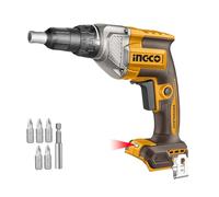 INGCO 20V Cordless Drywall Screwdriver (Body Only), Brushless Motor, Adjustable Depth, 4200RPM with 5Pcs Screwdriver Bits,1Pcs Bit HolderCDSLI20428