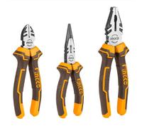 INGCO 3PCS Pliers Set Hand Tools Set, 8" Combination Plier and 6" Diagonal Cutting Plier and 6" Long Nose Pliers